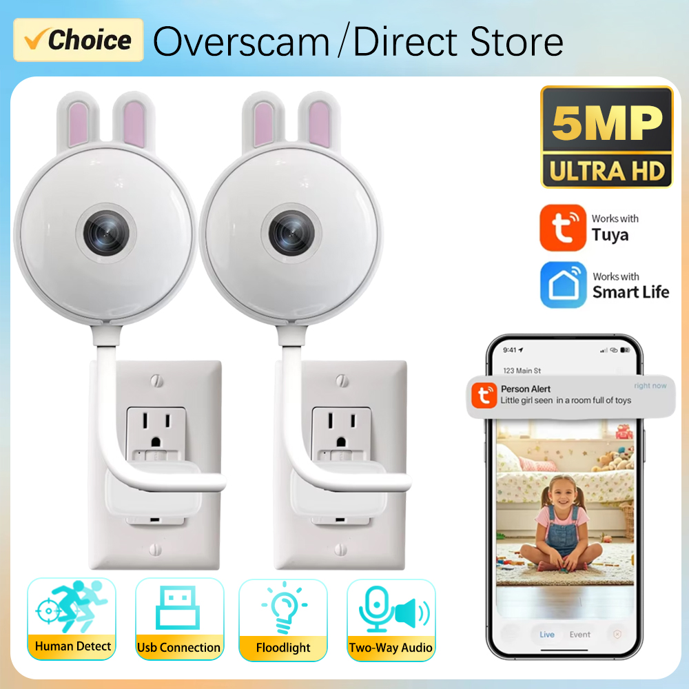 Home Security Flood Lights - Mini caméra de sécurité WiFi Tuya