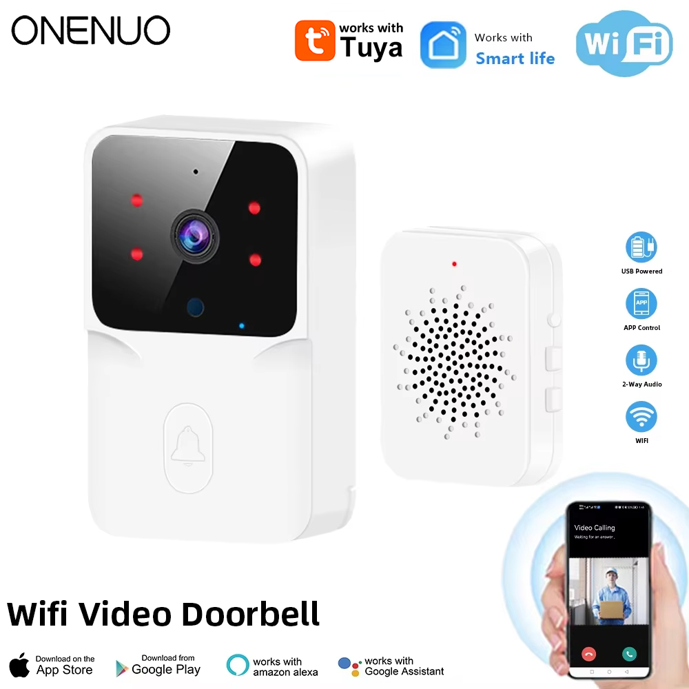 Home Security Front Door Camera - Tuya-Sonnette vidéo WiFi sans fil avec